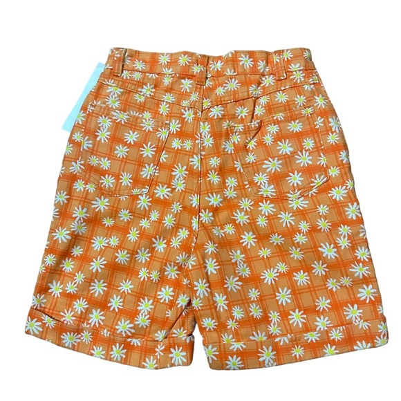 Vintage 1980s Daisy Blues Orange Floral High Waisted Shorts Size 24 - Picture 2 of 4